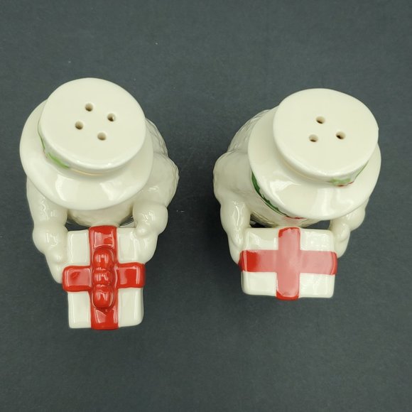 Lenox Happy Holly Days Snowman Sharing Gifts Salt Pepper Shakers Snowmen - Picture 5 of 11